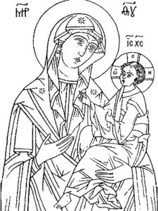 По иконографическому типу Грузинская икона Божией Матери относится к типу Одигитрия («Путеводительница»).
